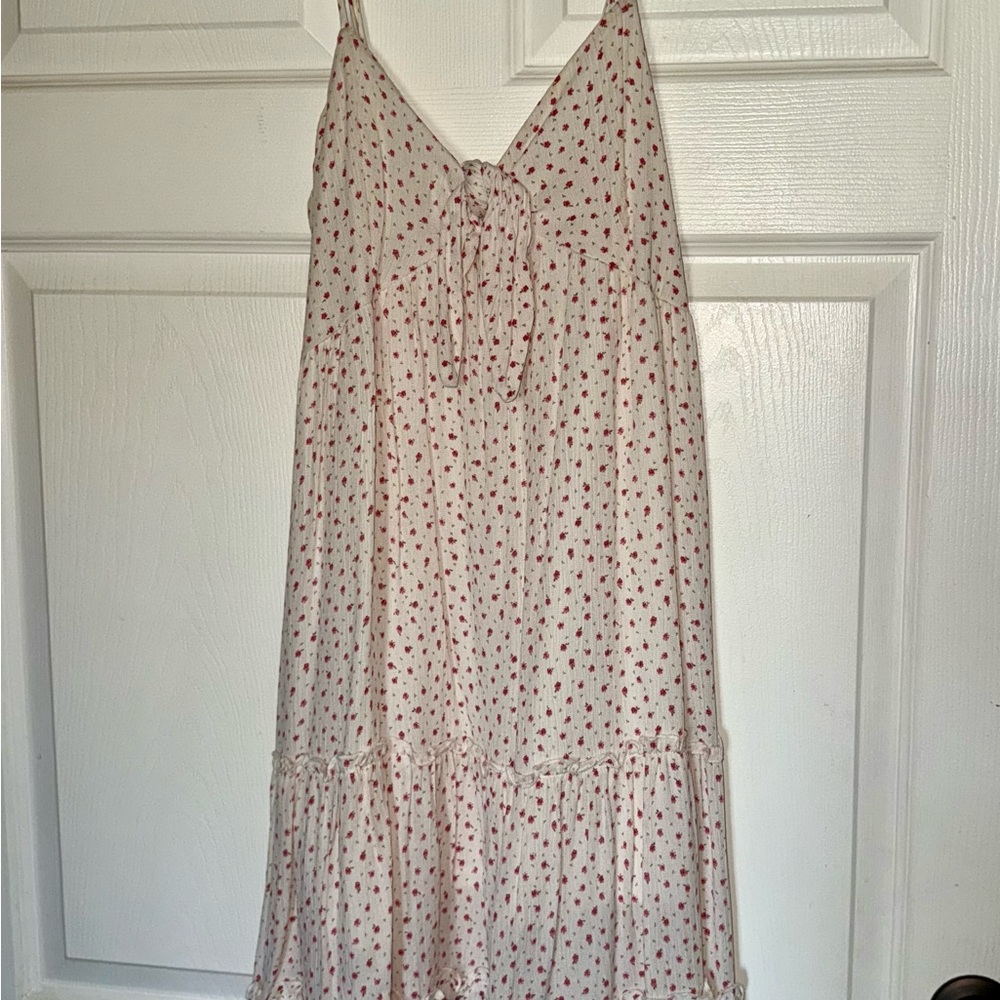 Chic White and Red Floral Dress
